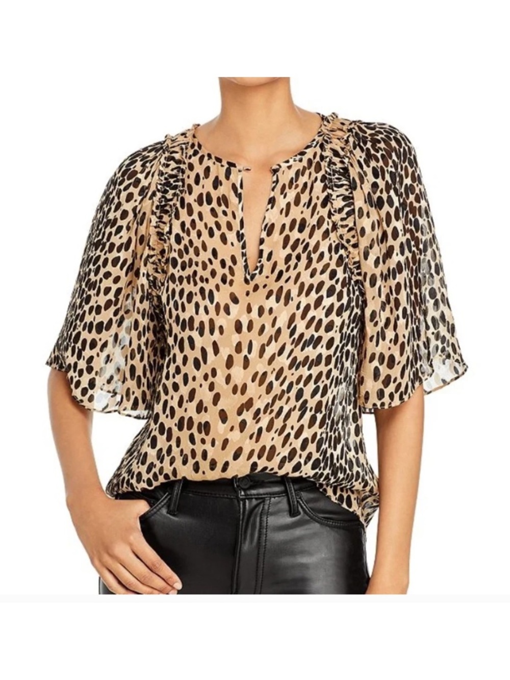 Rebecca Taylor Pebble Leopard Silk Blend Blouse